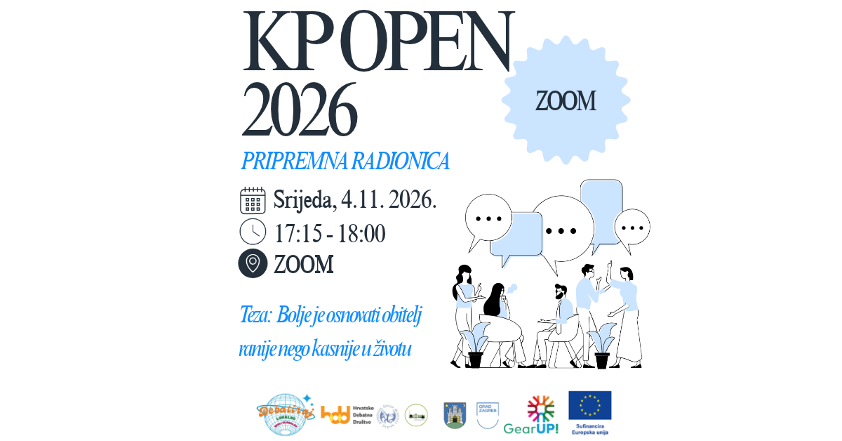POZIV NA RADIONICU: „Bolje je osnovati obitelj ranije nego kasnije u životu.“ – pripremi se za KP Open 2026.
